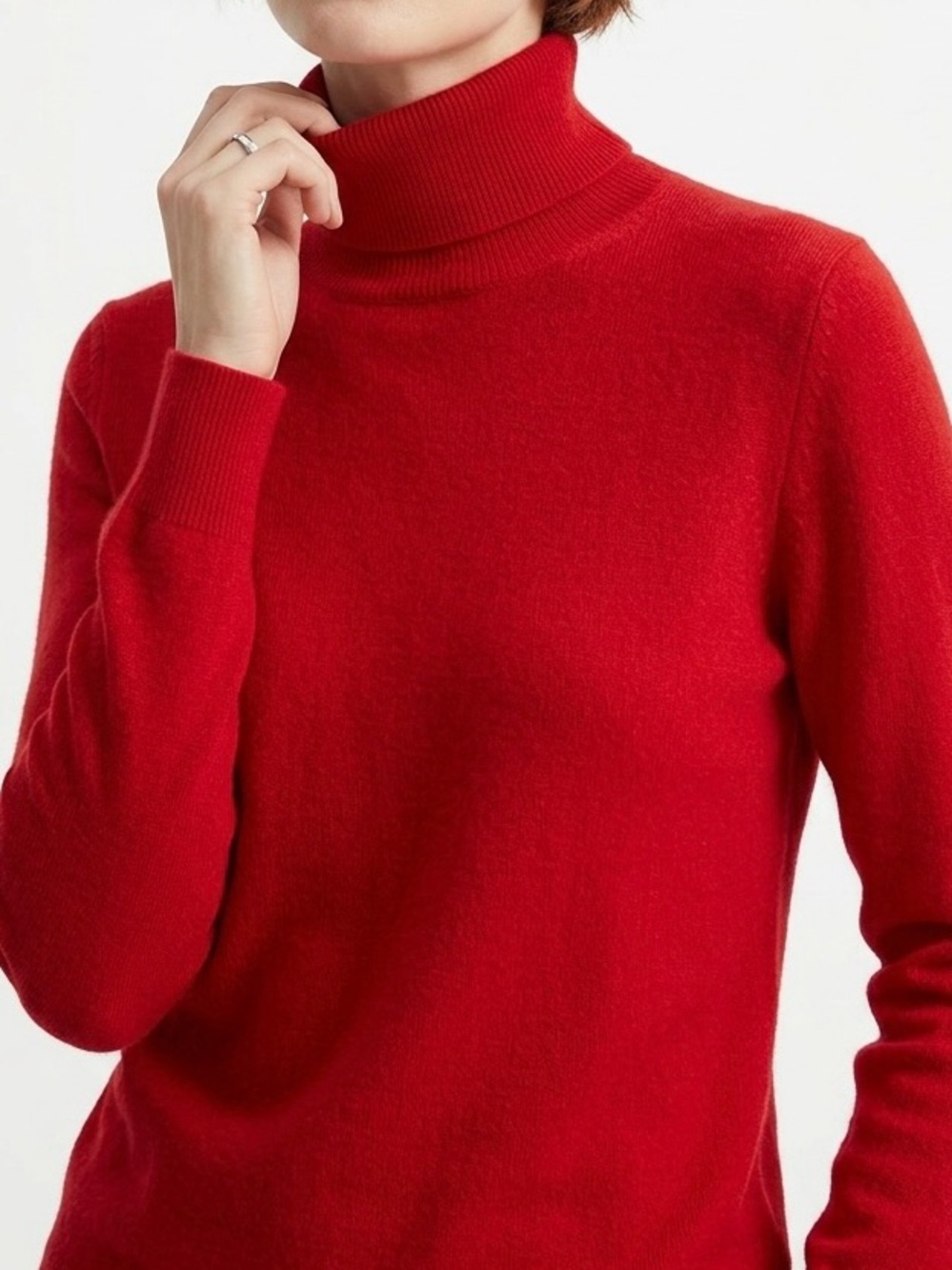 APT. 9 100% Cashmere Red Turtleneck Sweater Soft Luxury Knit Size L